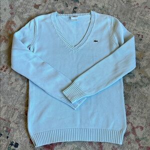 Lacoste Light Blue V-Neck Cotton Sweater